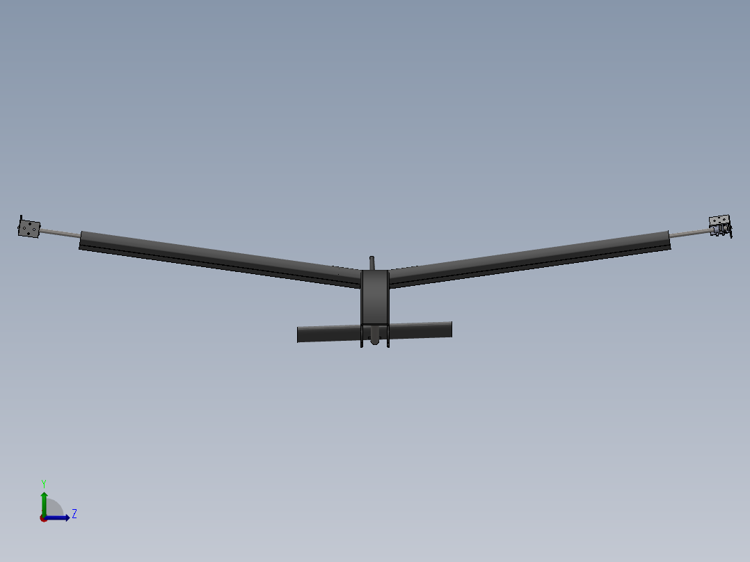固定翼垂直起降小无人机3D数模图纸 Solidworks设计左视图