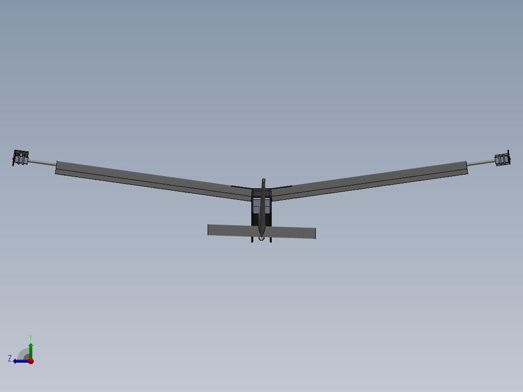 固定翼垂直起降小无人机3D数模图纸 Solidworks设计右视图