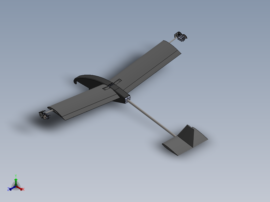 固定翼垂直起降小无人机3D数模图纸 Solidworks设计正等轴测图