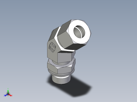 卡套式工业通用硬管接头EO_Adjustable_locknut_45_deg_elbow_VEE10ZLMORCF正等轴测缩略图