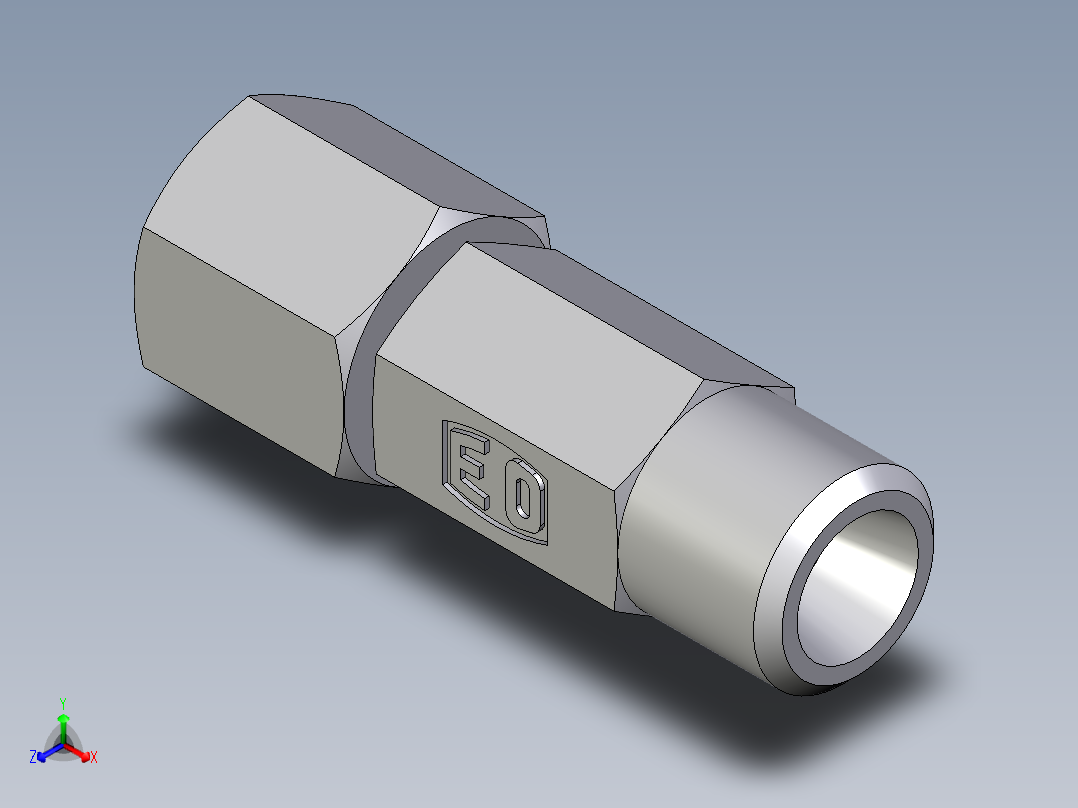 卡套式工业通用硬管接头EO_Distance_piece_adapter_DA06LOMDCF正等轴测图