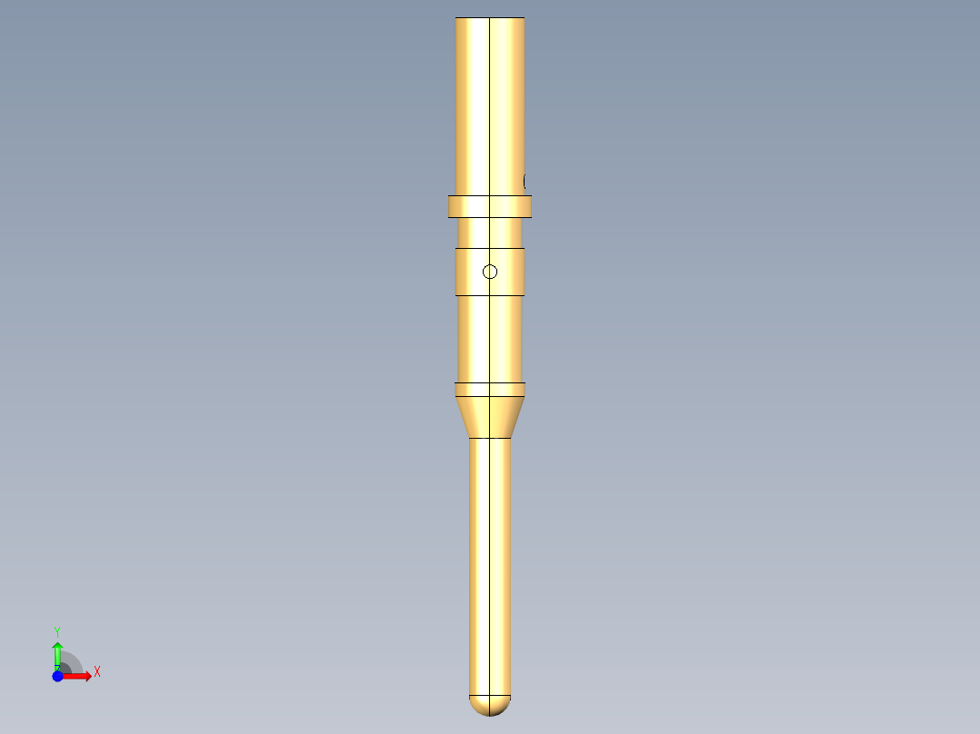 男性-标准圆形触点16AWG引脚触点前视图