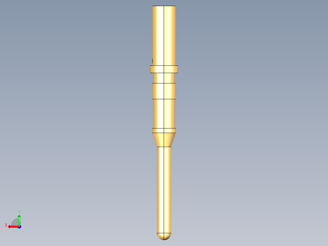 男性-标准圆形触点16AWG引脚触点后视图