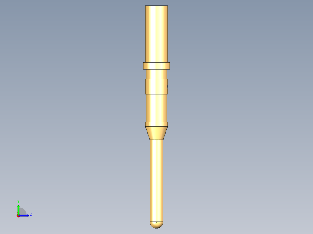 男性-标准圆形触点16AWG引脚触点左视图