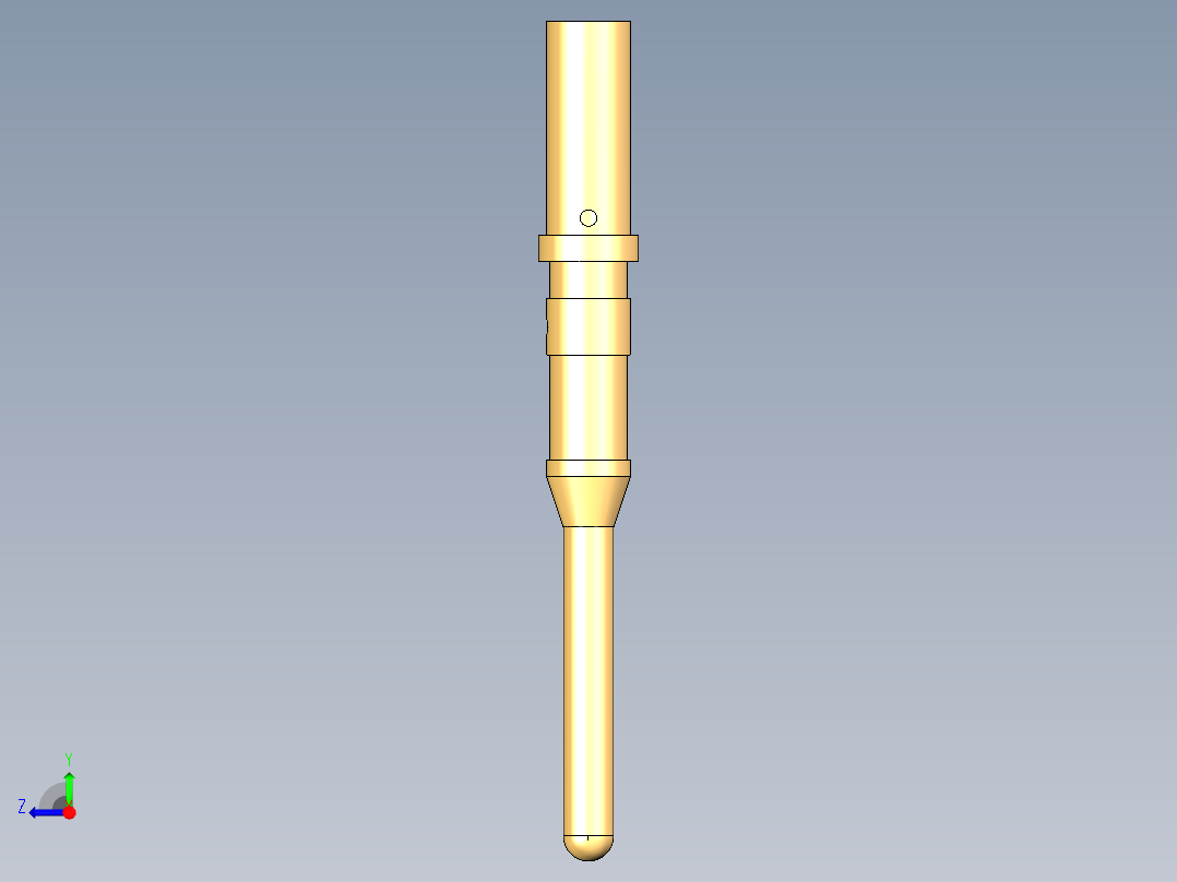 男性-标准圆形触点16AWG引脚触点右视图