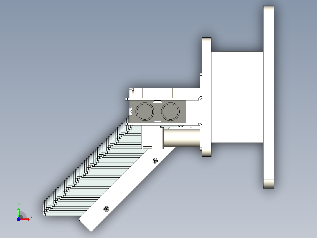 L形支架侧面攻牙夹具前视图