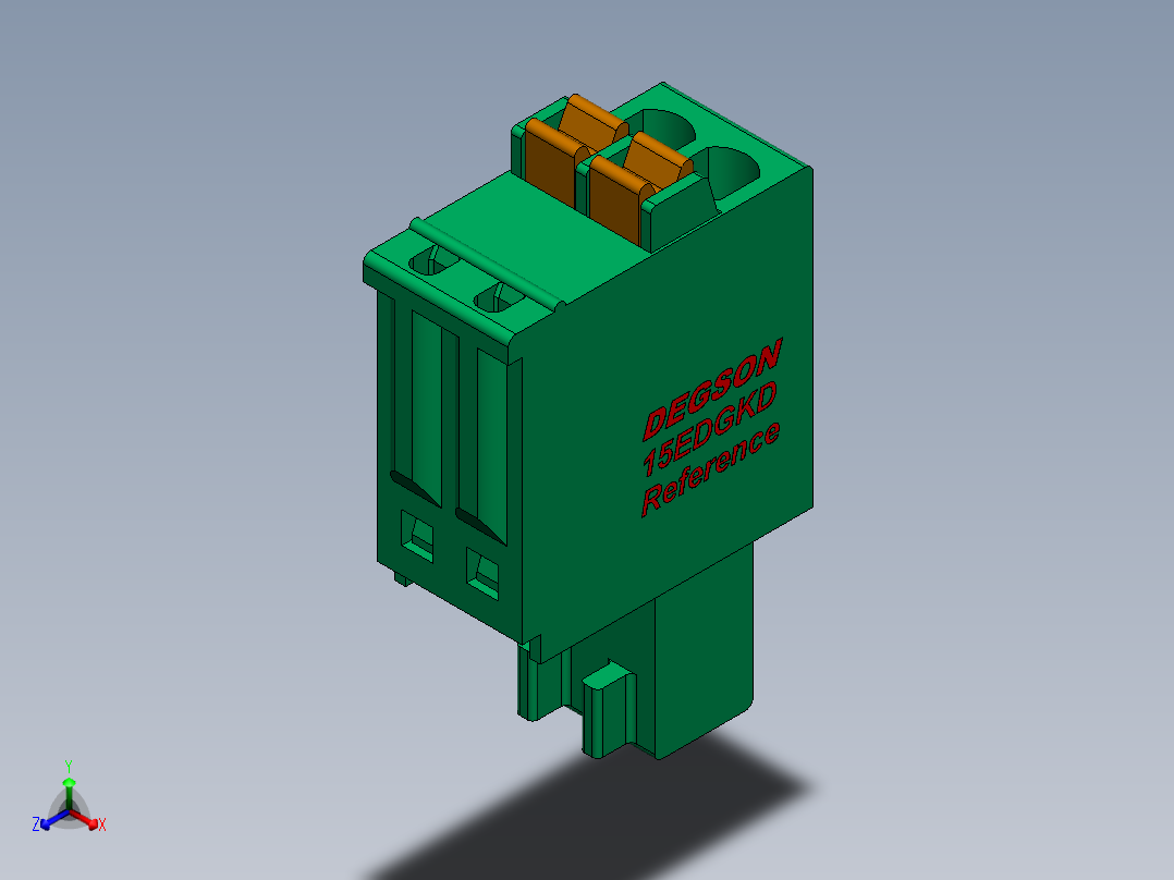 接线端子15EDGKD-2.5-xxP-14-00AH正等轴测图