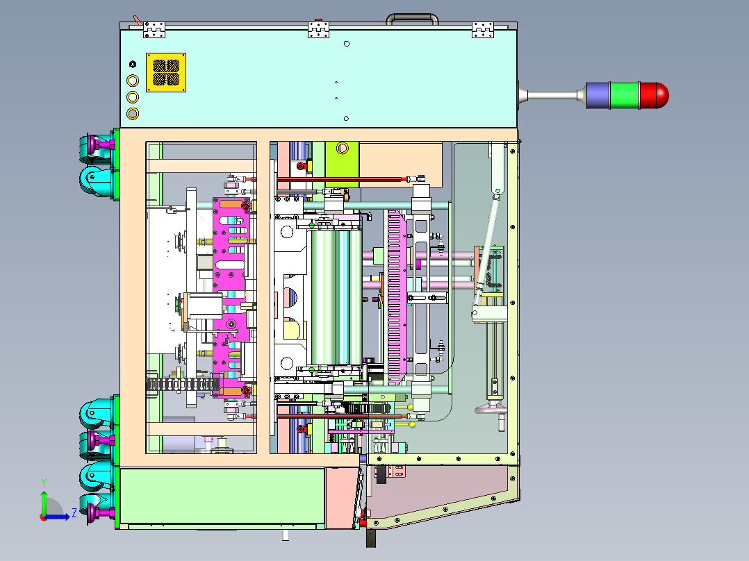 往复式纸盒包膜机、非标自动纸盒包装机左视图