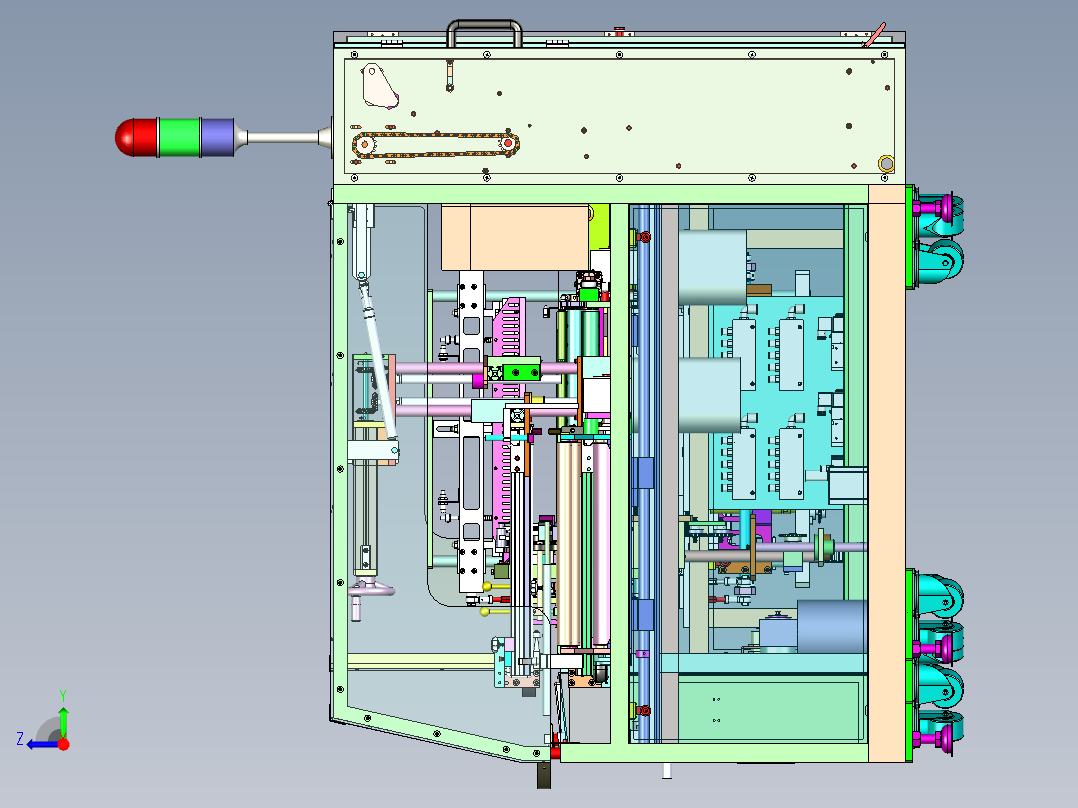 往复式纸盒包膜机、非标自动纸盒包装机右视图