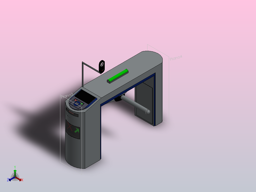 旋转栅门正等轴测图