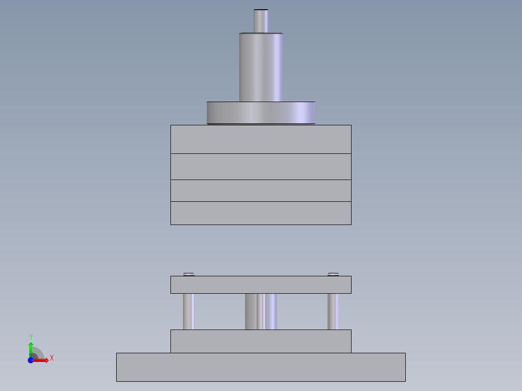 solidworks做的垫片冲载复合模前视图