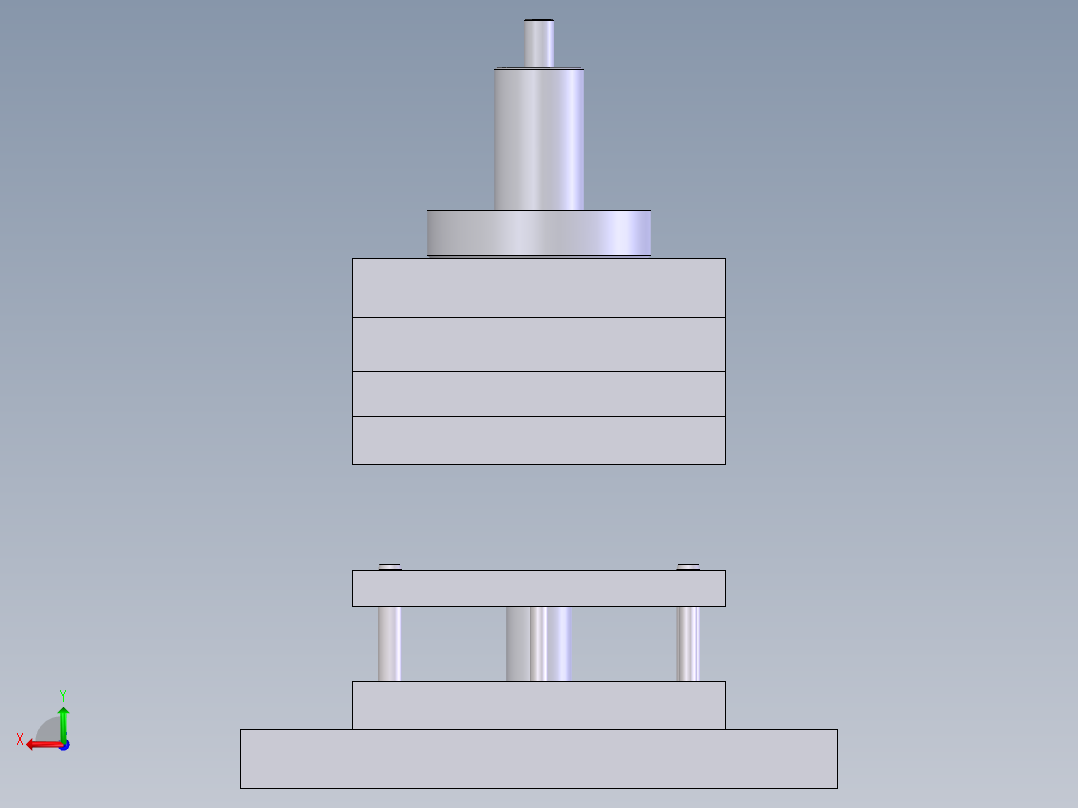 solidworks做的垫片冲载复合模后视图