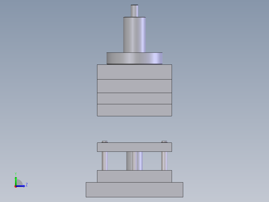solidworks做的垫片冲载复合模左视图