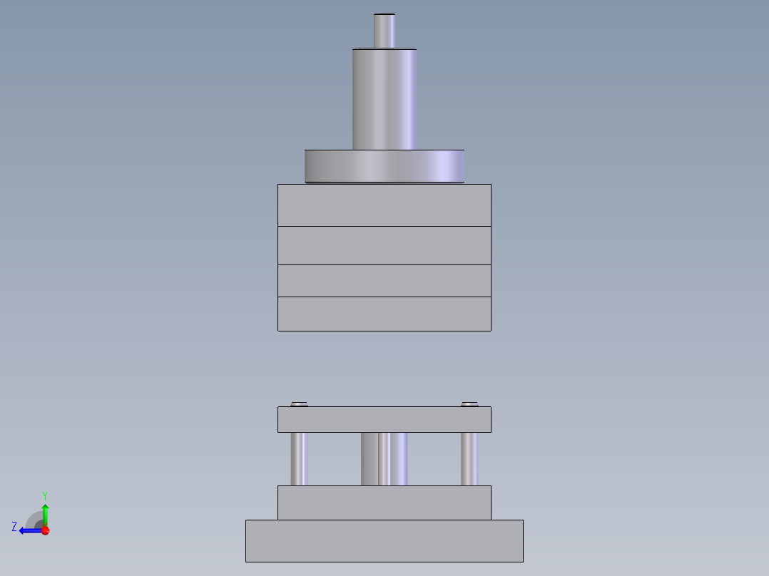 solidworks做的垫片冲载复合模右视图