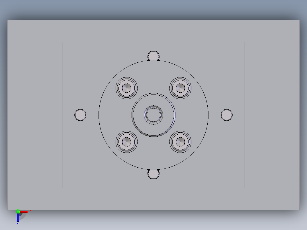 solidworks做的垫片冲载复合模俯视图