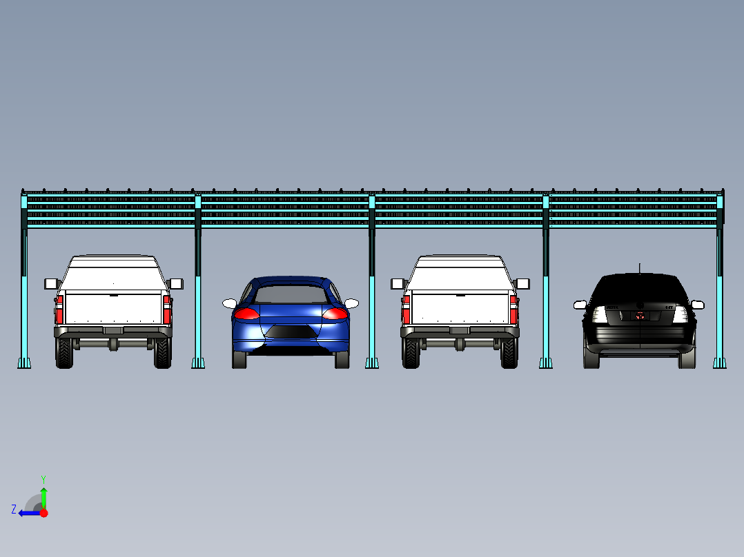 Estacionamiento停车场3D数模 STP格式右视图