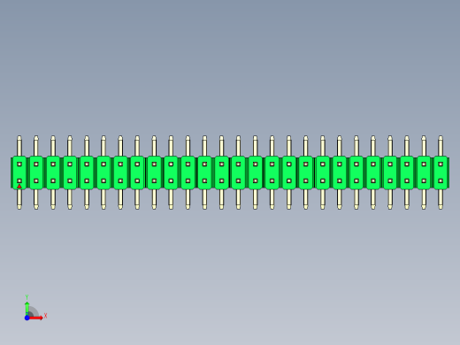 彩色公排针 100mil 2.54mm 系列-DS1022_green_52p_100mil_TypeSMT_rev1.0前视缩略图