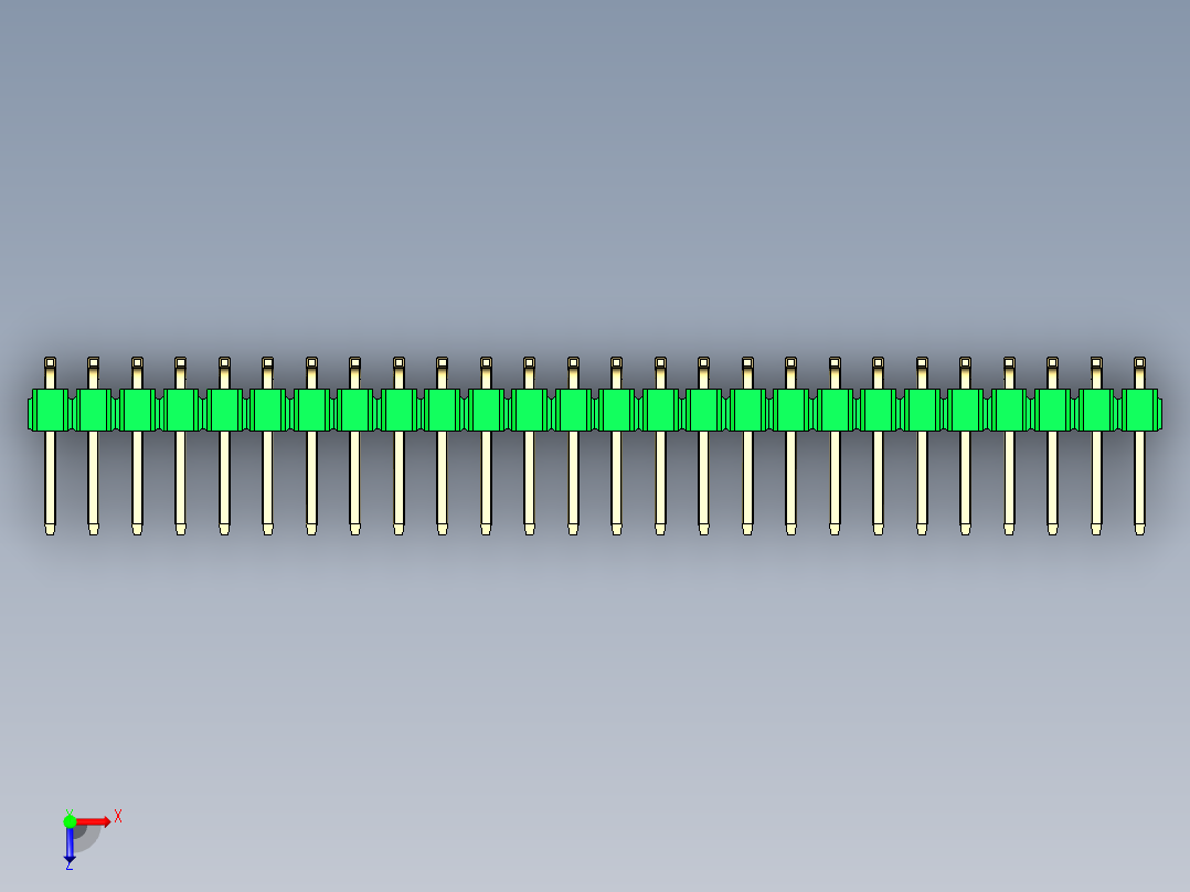 彩色公排针 100mil 2.54mm 系列-DS1022_green_52p_100mil_TypeSMT_rev1.0俯视图