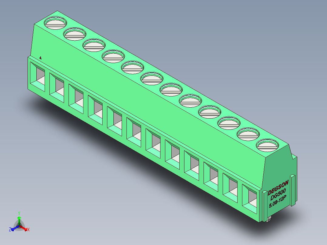 DEGSON DG500 系列 5.05.087.62mm 接线端子-DG500-5.08-12P-14-00AH主视图