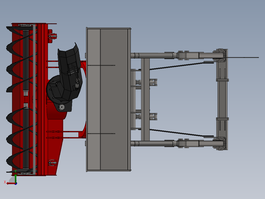 旋转式除雪机装载机构3D数模图纸 Solidworks设计后视图
