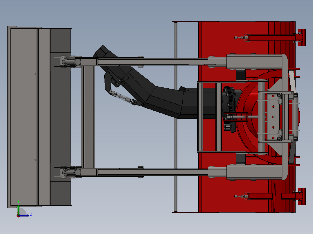旋转式除雪机装载机构3D数模图纸 Solidworks设计左视图