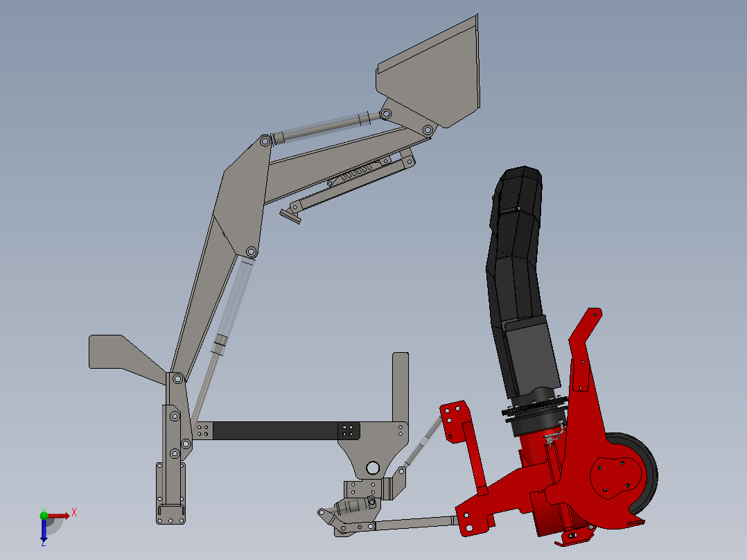 旋转式除雪机装载机构3D数模图纸 Solidworks设计俯视图