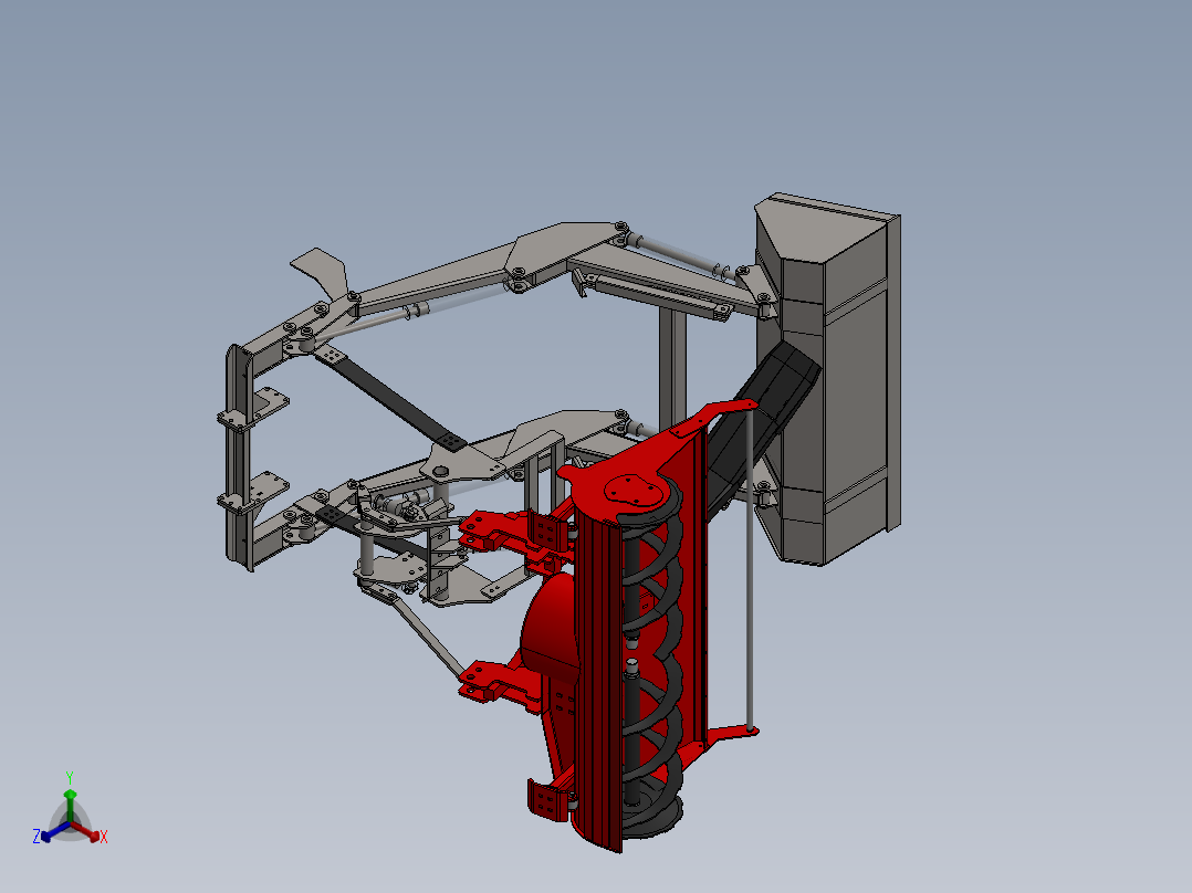旋转式除雪机装载机构3D数模图纸 Solidworks设计正等轴测图