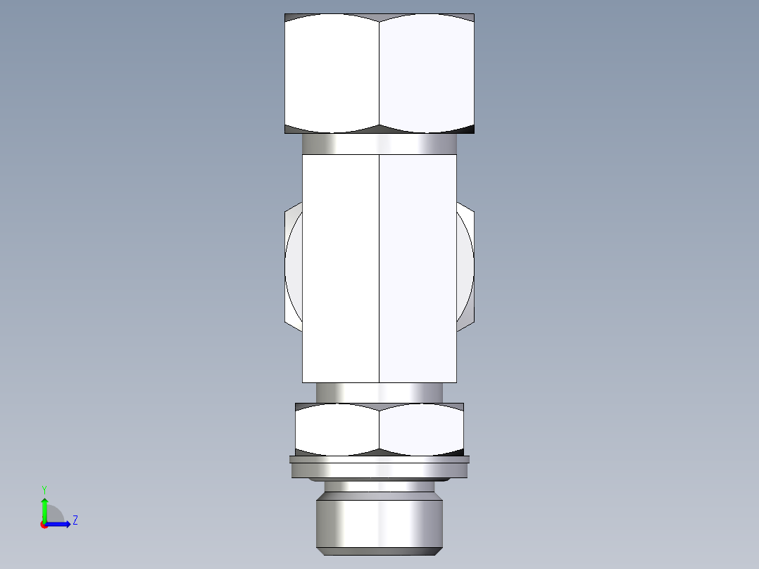 卡套式工业通用硬管接头EO_Adjustable_locknut_run_tee_LEE15ZLMCF左视图