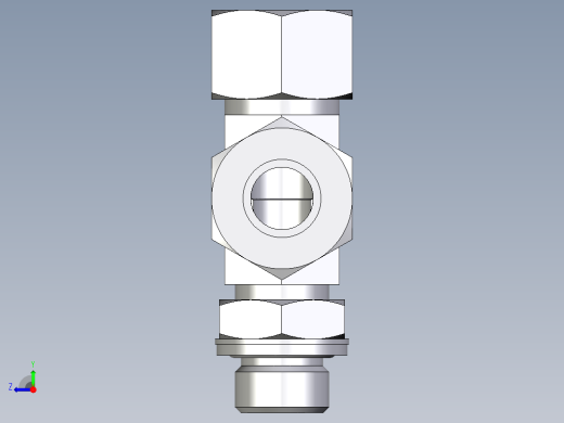 卡套式工业通用硬管接头EO_Adjustable_locknut_run_tee_LEE15ZLMCF右视缩略图