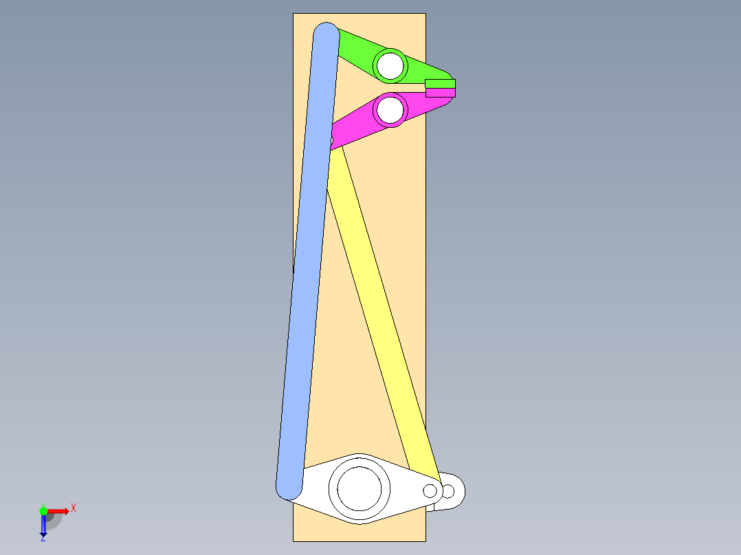 双摇杆夹紧机构三维模型含动画演示俯视图