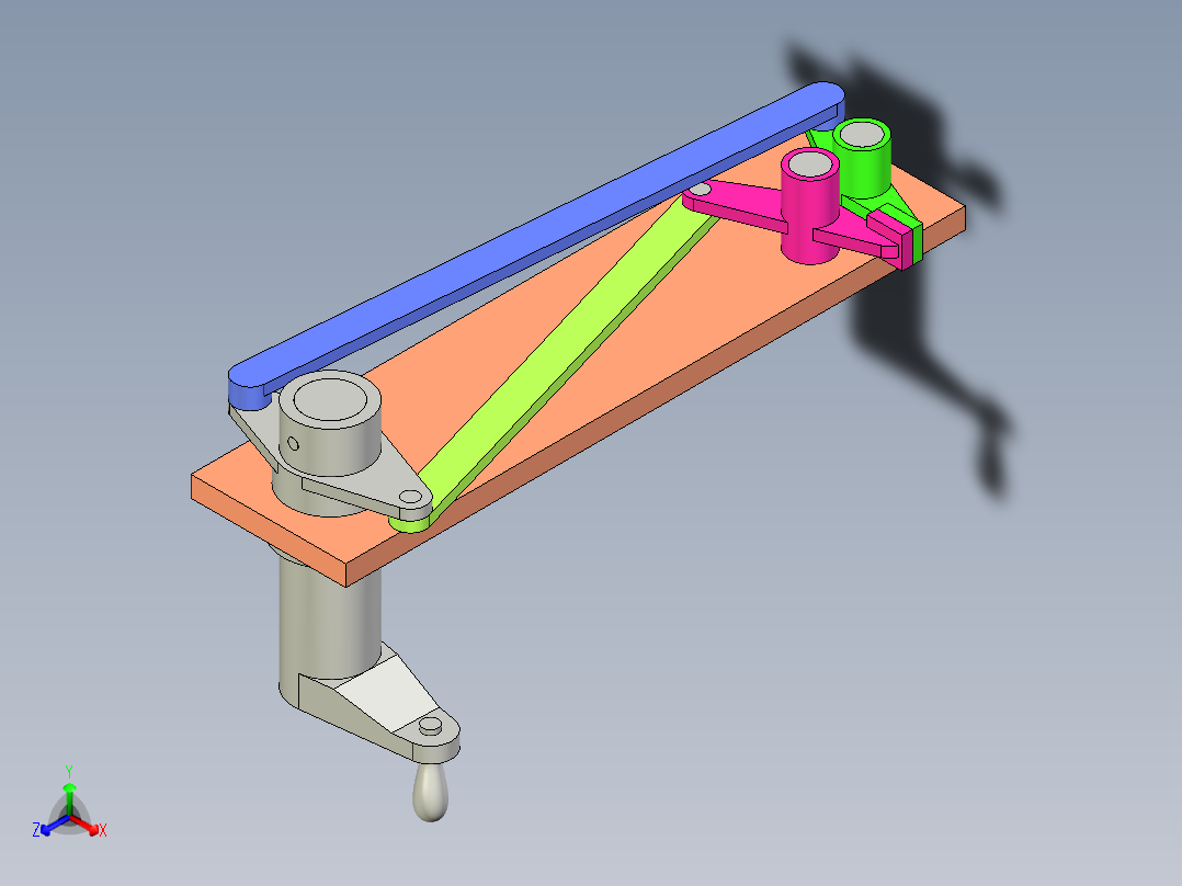 双摇杆夹紧机构三维模型含动画演示正等轴测图