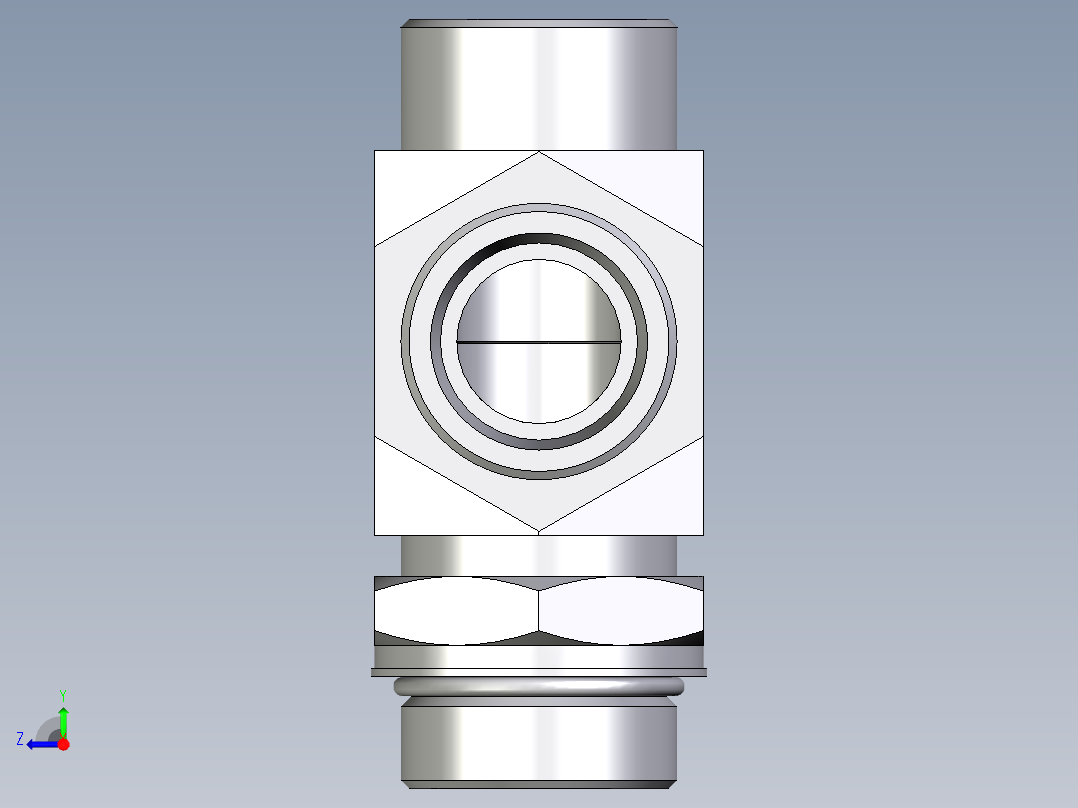 卡套式工业通用硬管接头EO_Adjustable_locknut_run_tee_LEE30SMOROMDCF右视图