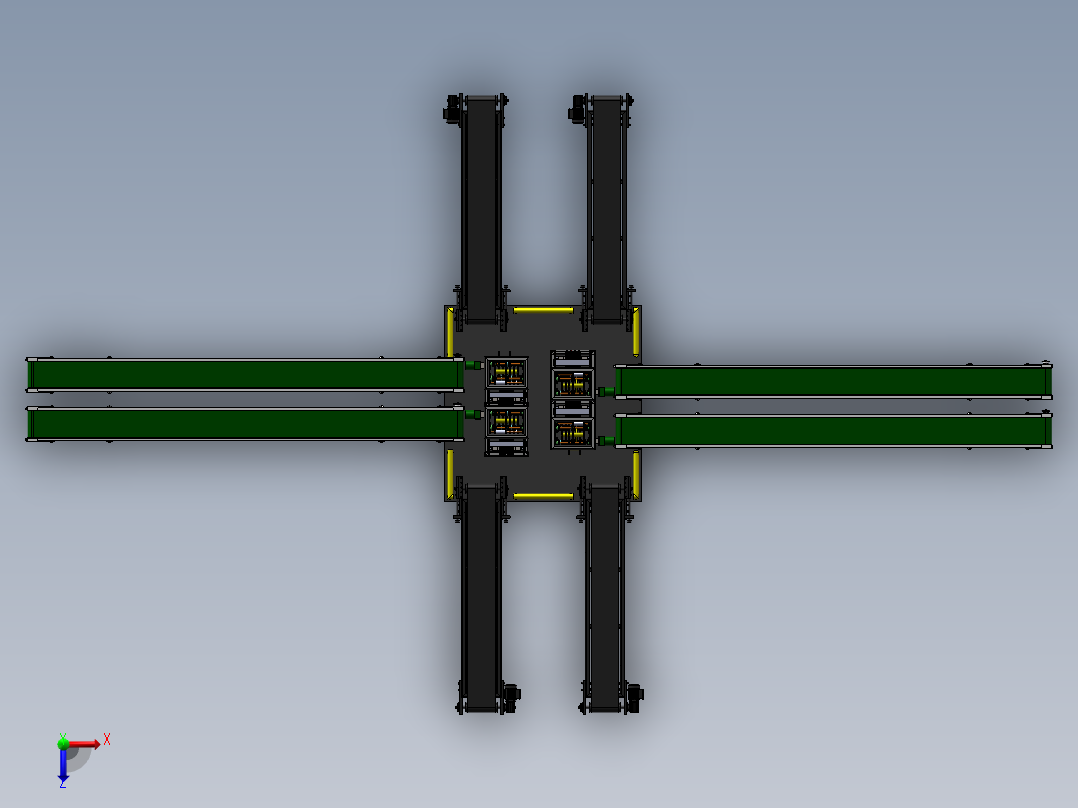 纺织生产绕线生产线俯视图