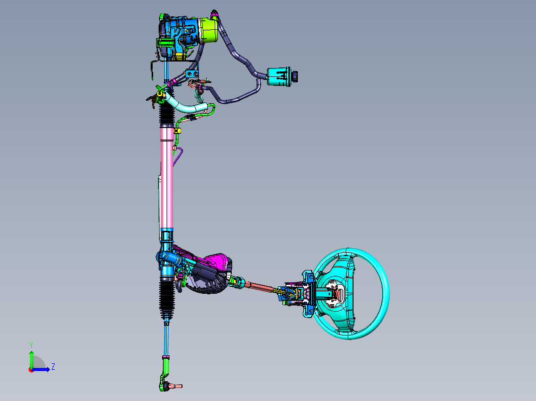 汽车电动液压转向系统三维图左视图