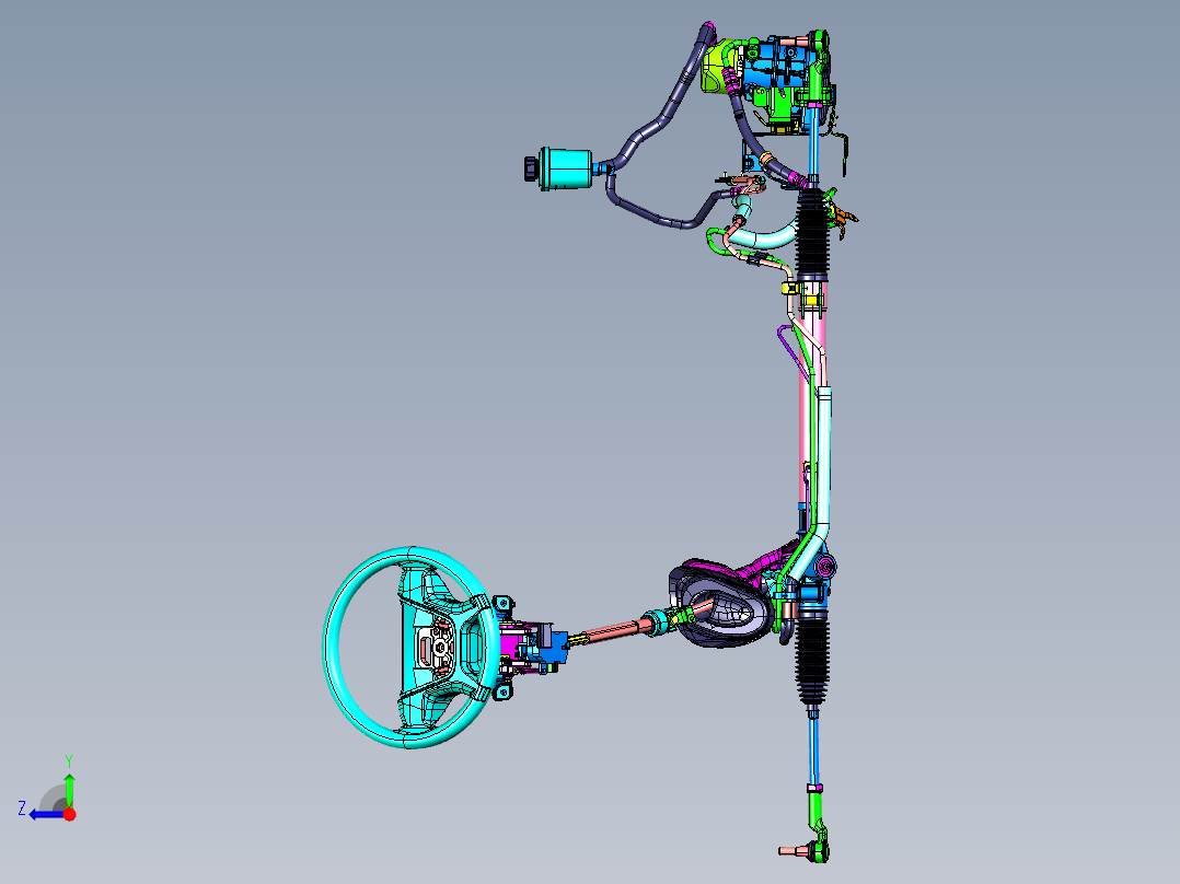 汽车电动液压转向系统三维图右视图