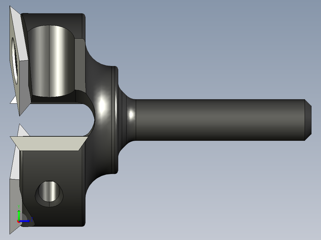 1 - 38“ 四插式铣刨槽堆焊钻头左视图