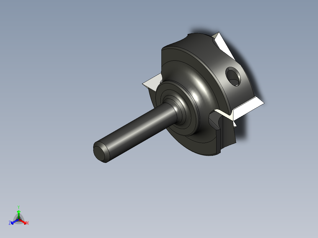 1 - 38“ 四插式铣刨槽堆焊钻头正等轴测图