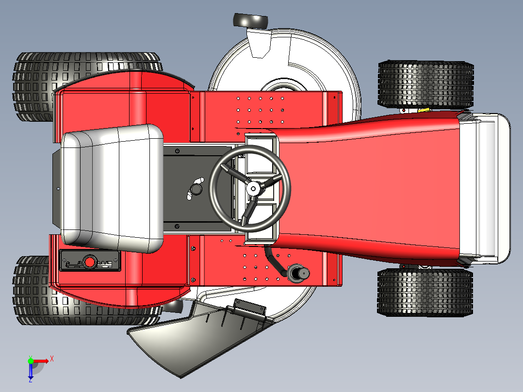 骑割草机总成俯视图