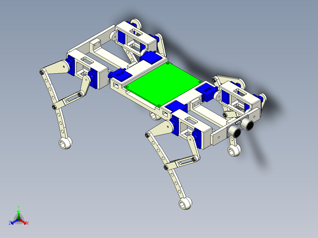 仿生四足机器狗正等轴测图