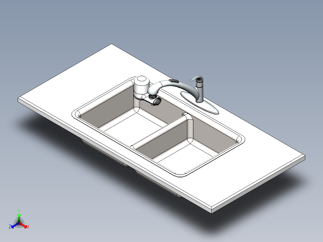 水槽、不锈钢水槽(43)正等轴测图