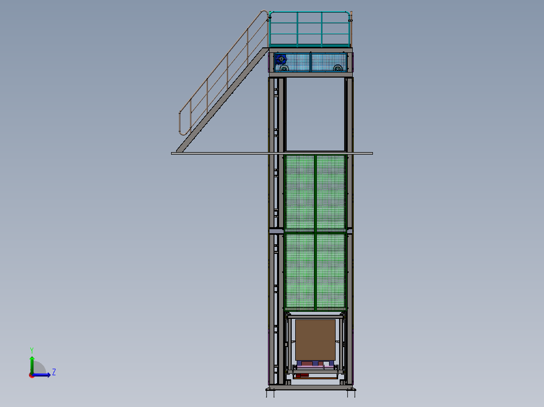 工厂垂直提升机sw14可编辑左视图