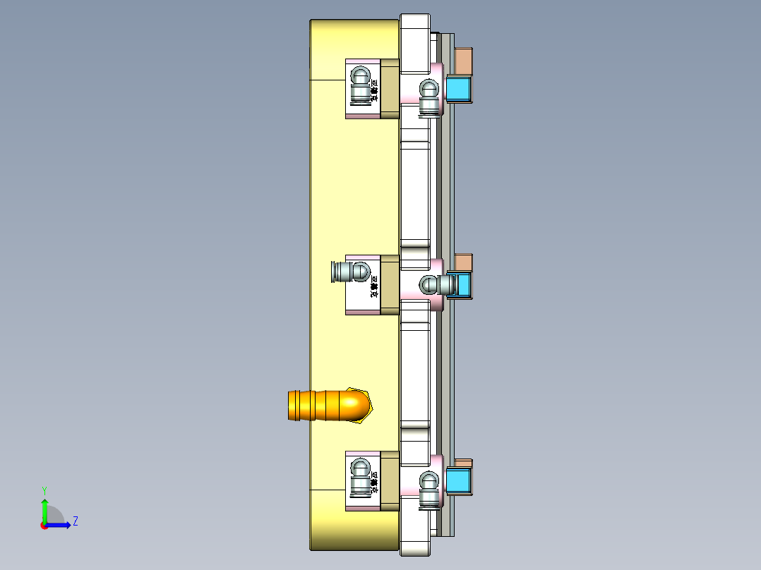 电脑外壳粗铣内腔治具模型左视图