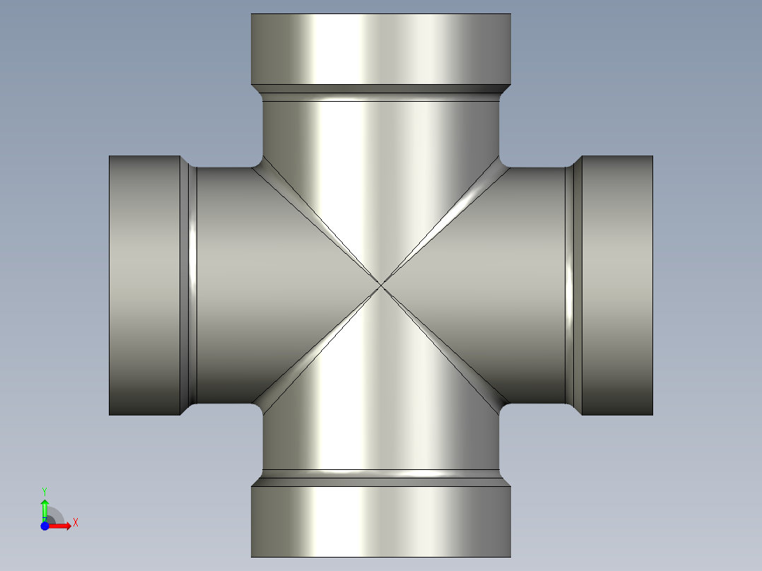 螺纹管四通-等径内丝 DN10前视图