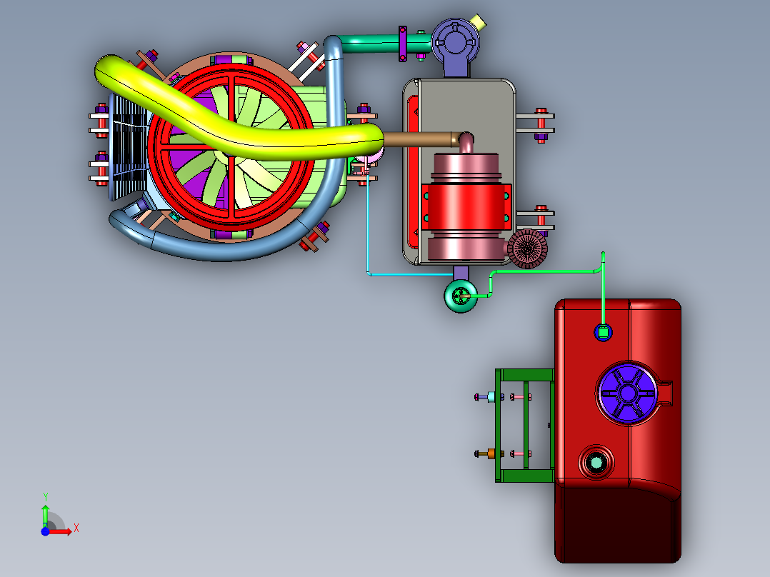 用于农业作业的小型除草机引擎前视图