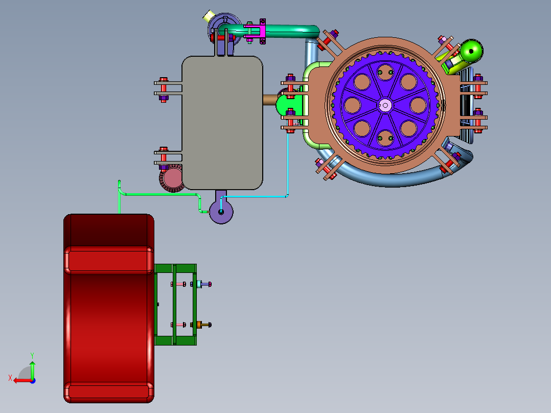 用于农业作业的小型除草机引擎后视图