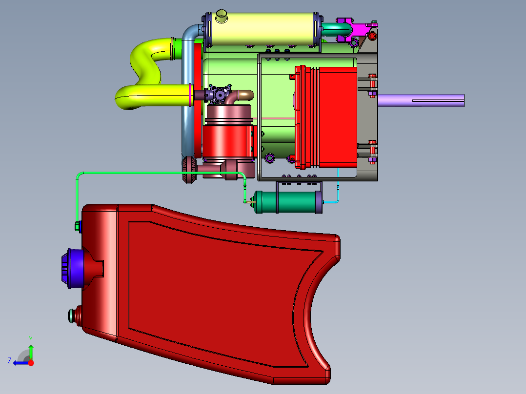 用于农业作业的小型除草机引擎右视图