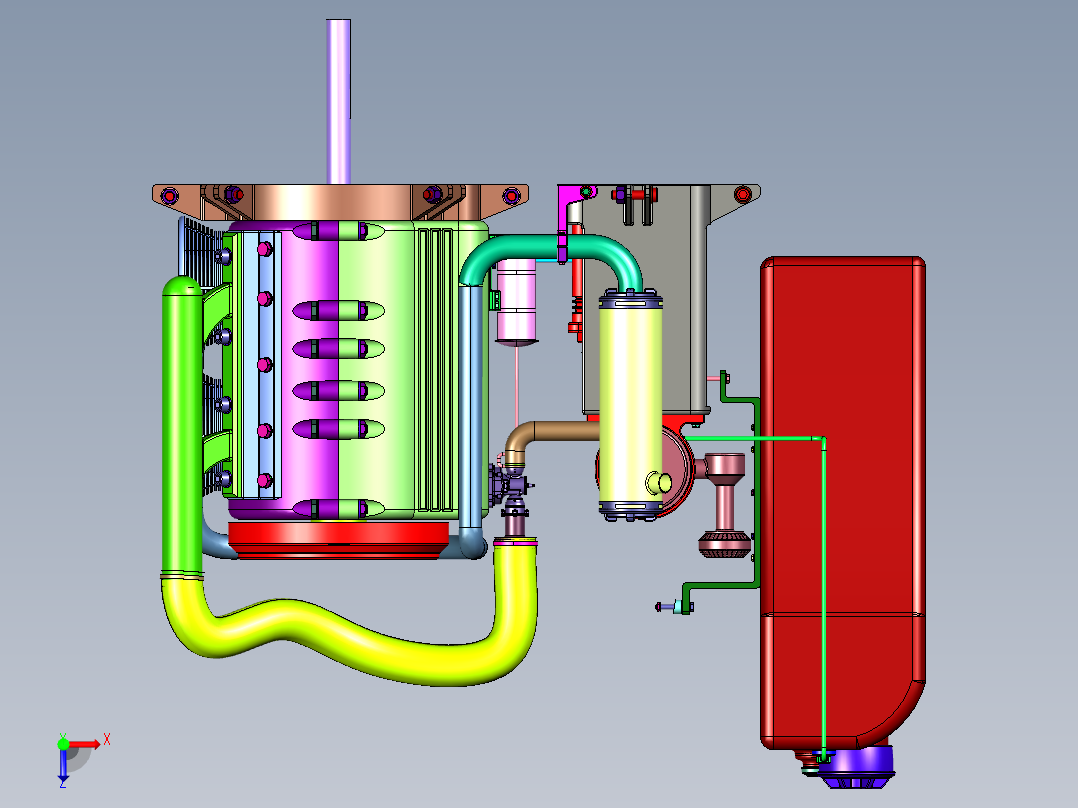 用于农业作业的小型除草机引擎俯视图