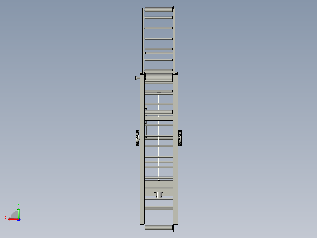 多节流水线传送带后视图