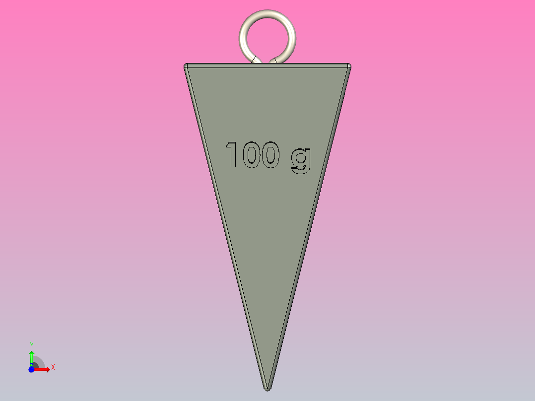 钓鱼坠，100克，纯铅，不锈钢环前视图