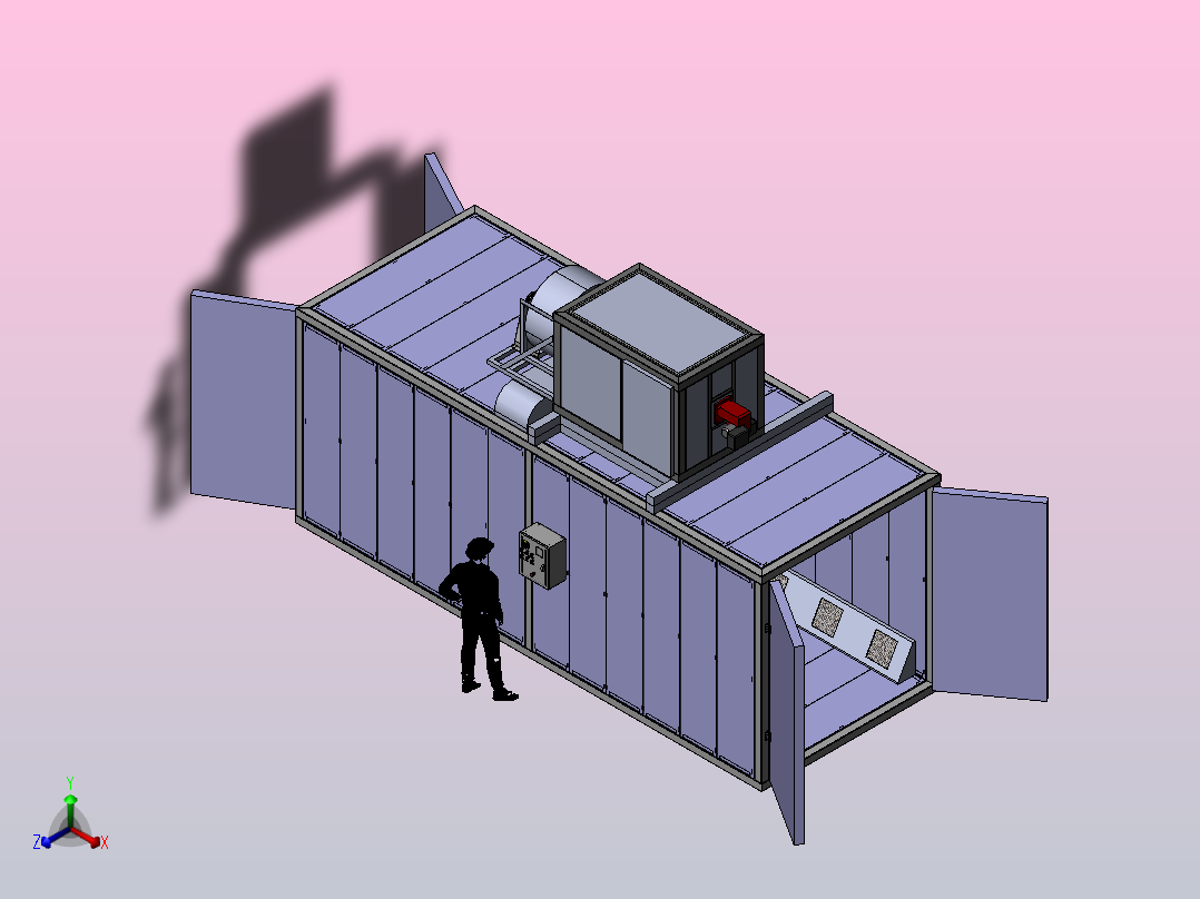 工业步入式烤箱正等轴测图